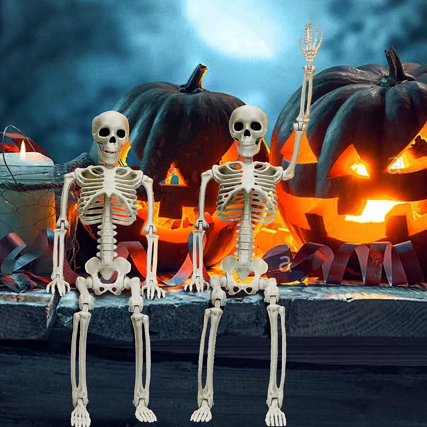 Fidtoy Decoraciones Esqueletos Articulados de Halloween, Set de 2