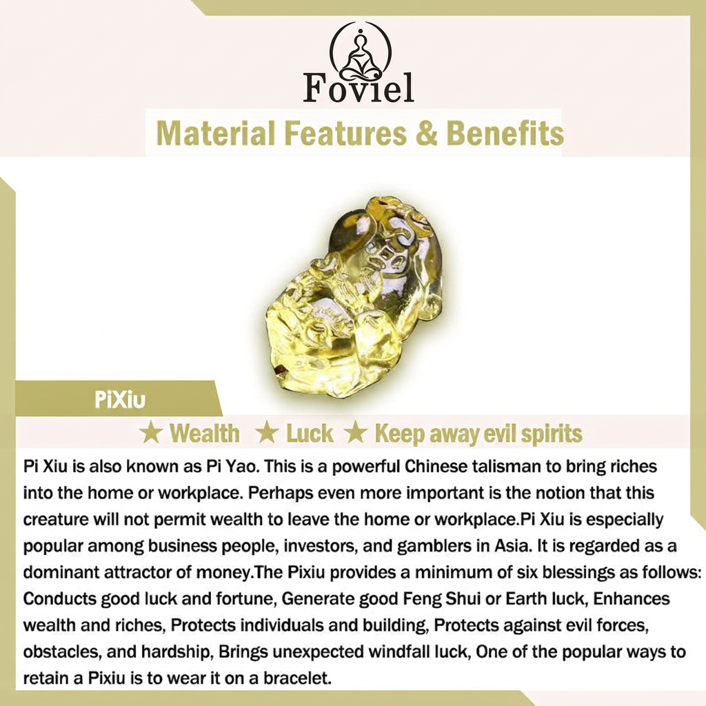 Bracelet de protection de richesse Foviel en citrine naturelle Pixiu