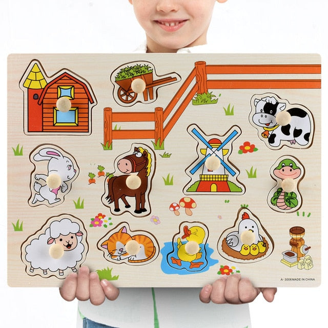 Fidtoy Wooden Vehicle Puzzle for Toddlers – Educational Learning Toy