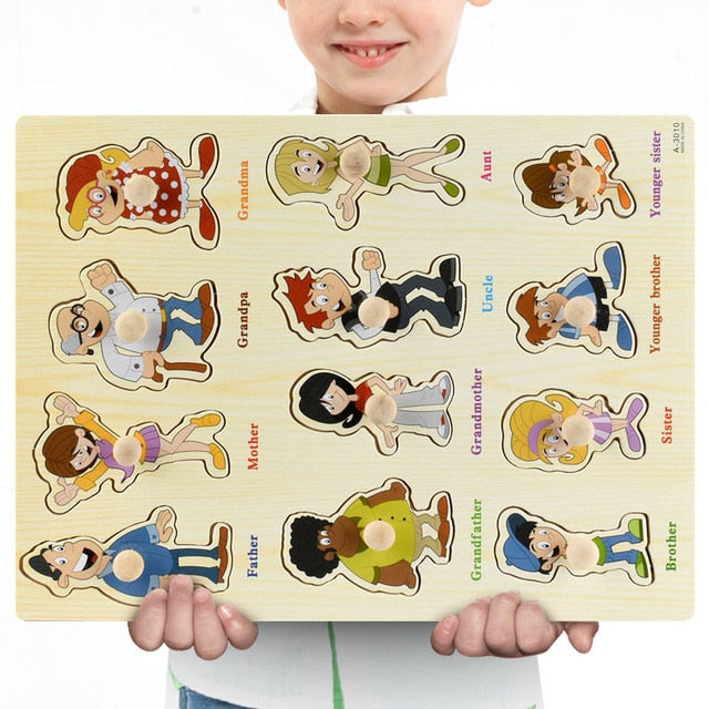 Fidtoy Wooden Vehicle Puzzle for Toddlers – Educational Learning Toy