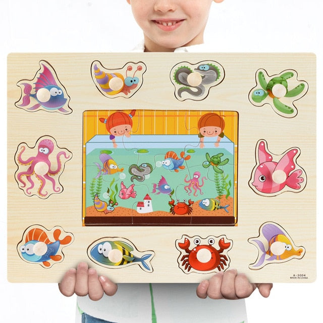 Fidtoy Wooden Vehicle Puzzle for Toddlers – Educational Learning Toy