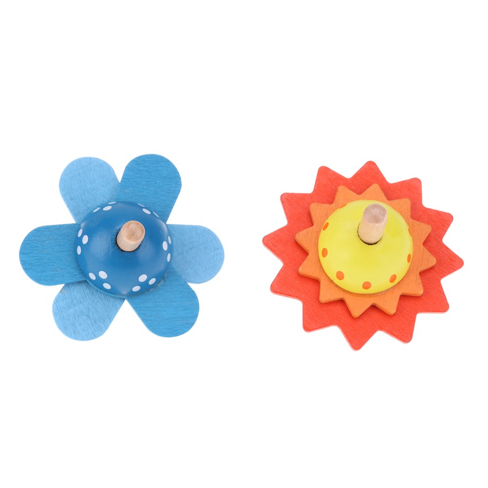 Fidtoy Trompos de madera con forma de flor para niños mayores de 2 años