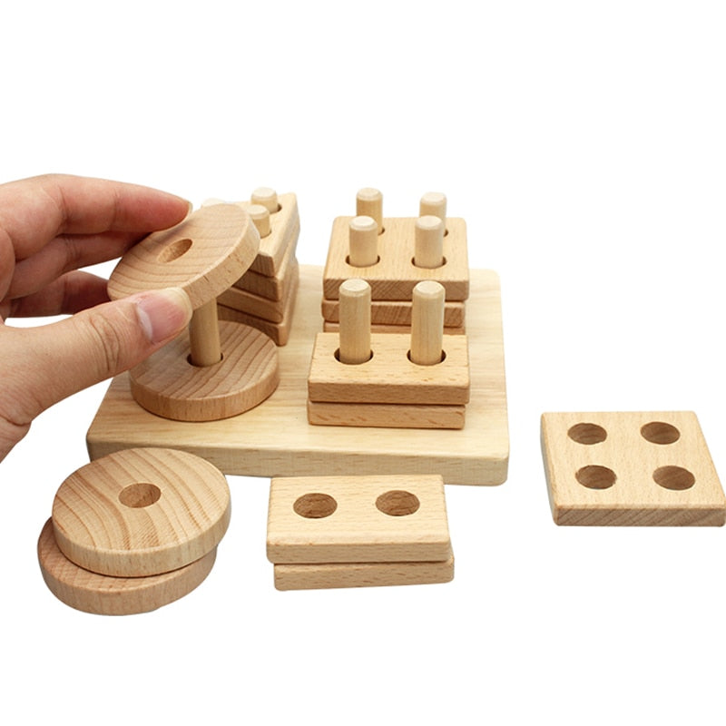 Fidtoy Jouet d'apprentissage en bois à empiler et à trier les formes