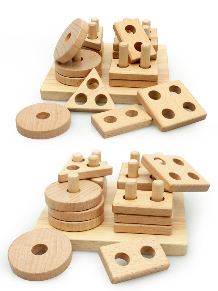 Fidtoy Jouet d'apprentissage en bois à empiler et à trier les formes