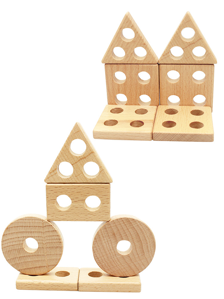 Fidtoy Jouet d'apprentissage en bois à empiler et à trier les formes