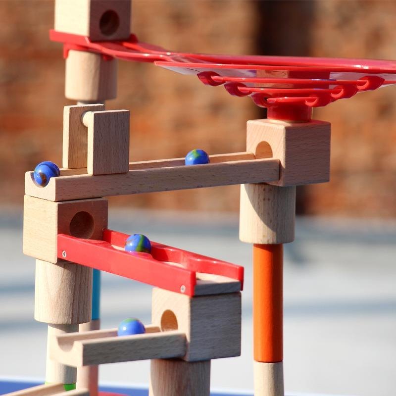 Fidtoy Wooden Marble Run STEM Building Toy for Kids 3+