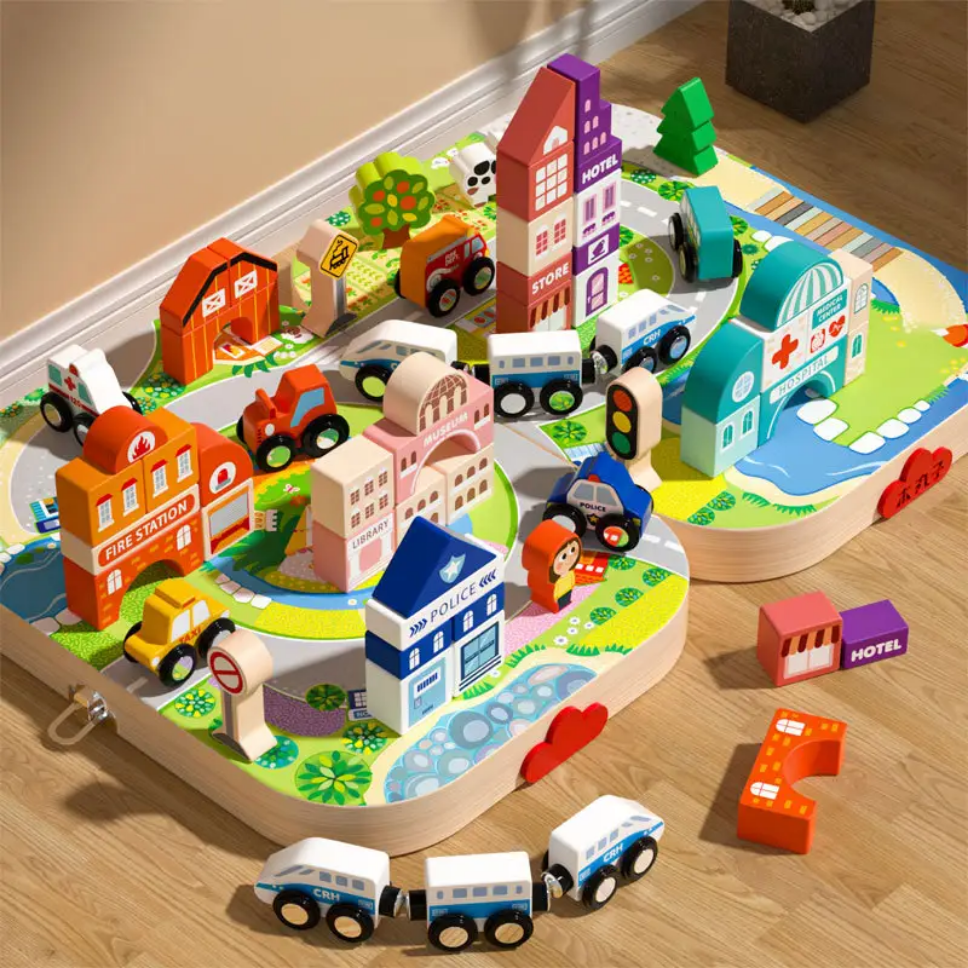 Train Track Montessori Wooden Blocks