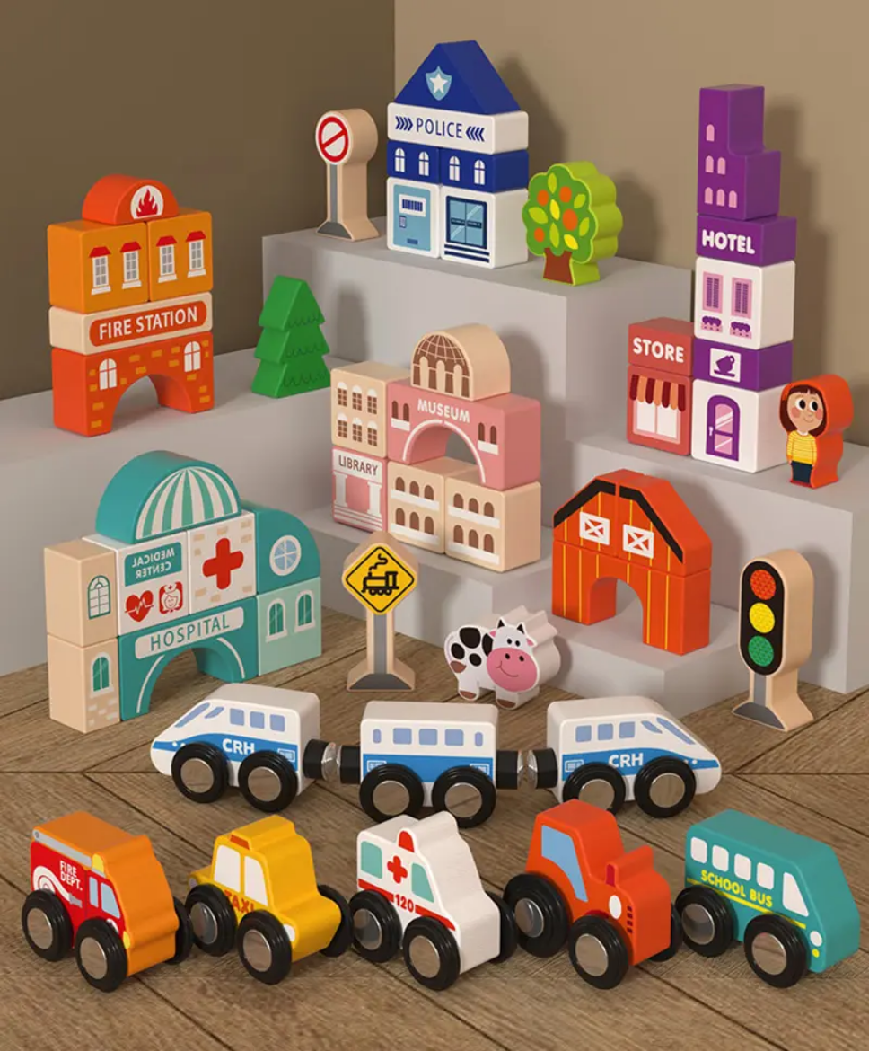 Train Track Montessori Wooden Blocks