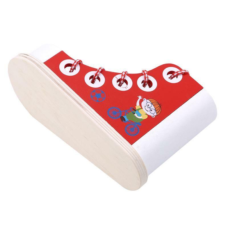 Fidtoy Wooden Lacing Shoe Toy for Kids