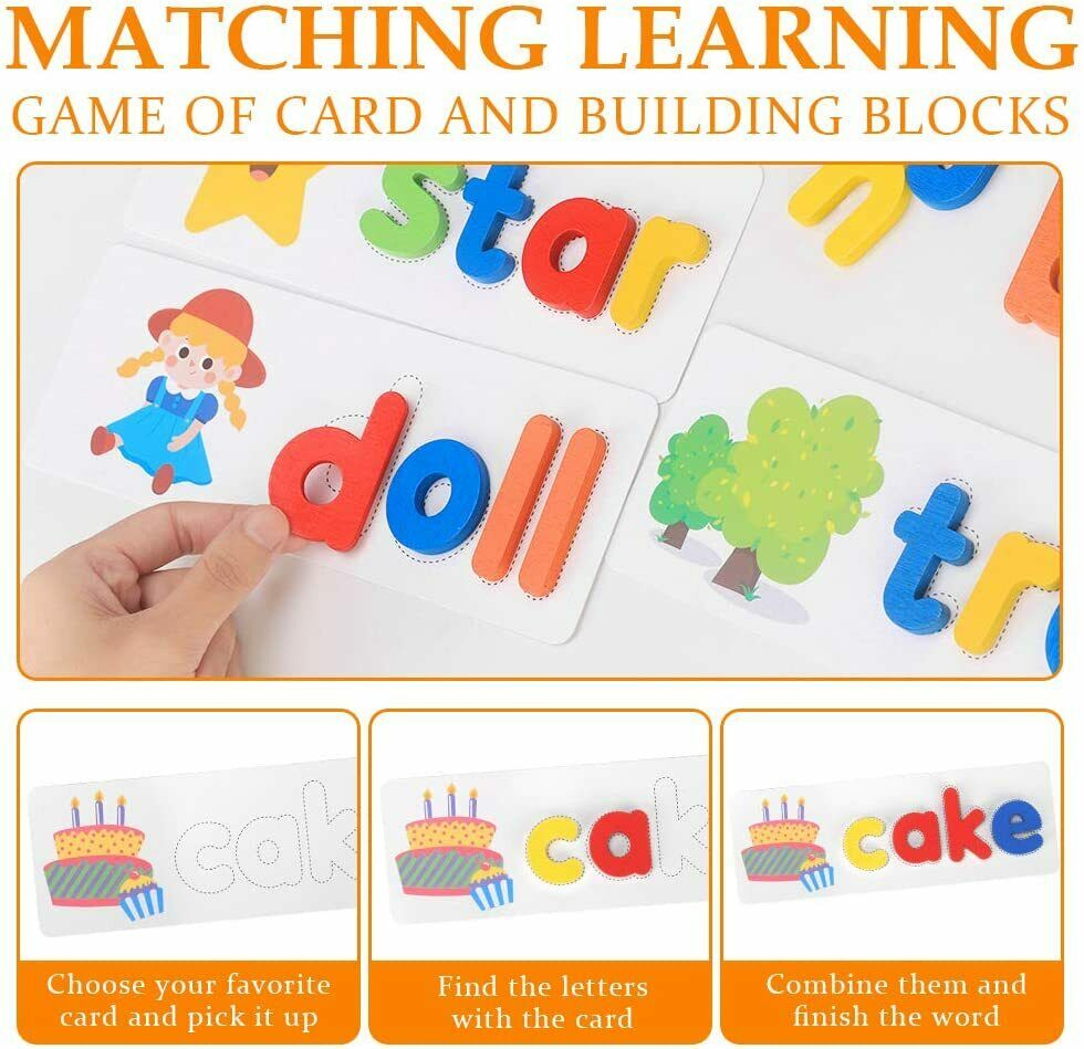 Juego de ortografía con abecedario de madera Fidtoy para el aprendizaje de los niños