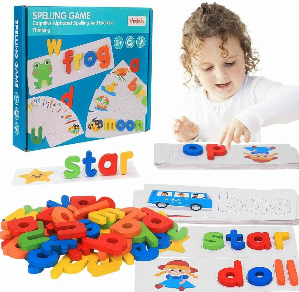 Juego de ortografía con abecedario de madera Fidtoy para el aprendizaje de los niños