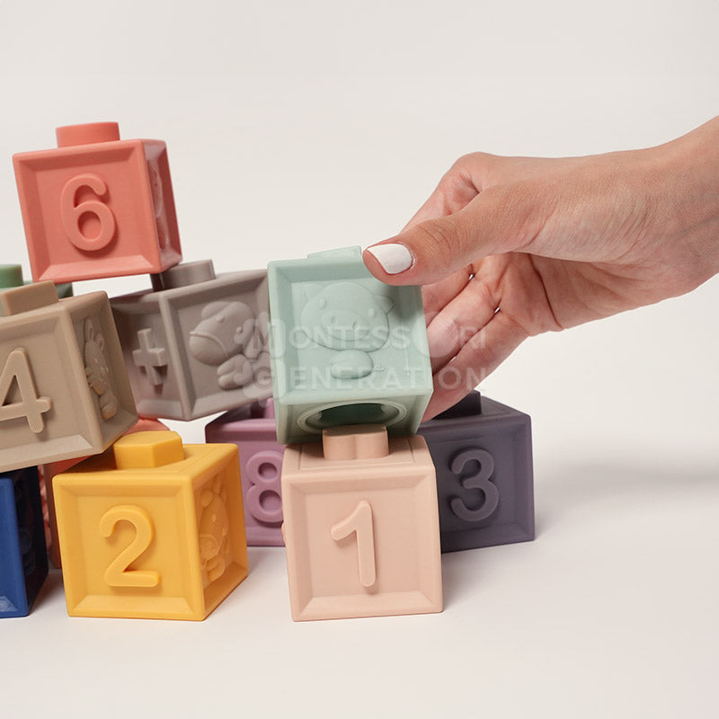 Fidtoy Silicone Sensory Stacking Blocks for Babies – Soft Teething Toy Set 6 Months+