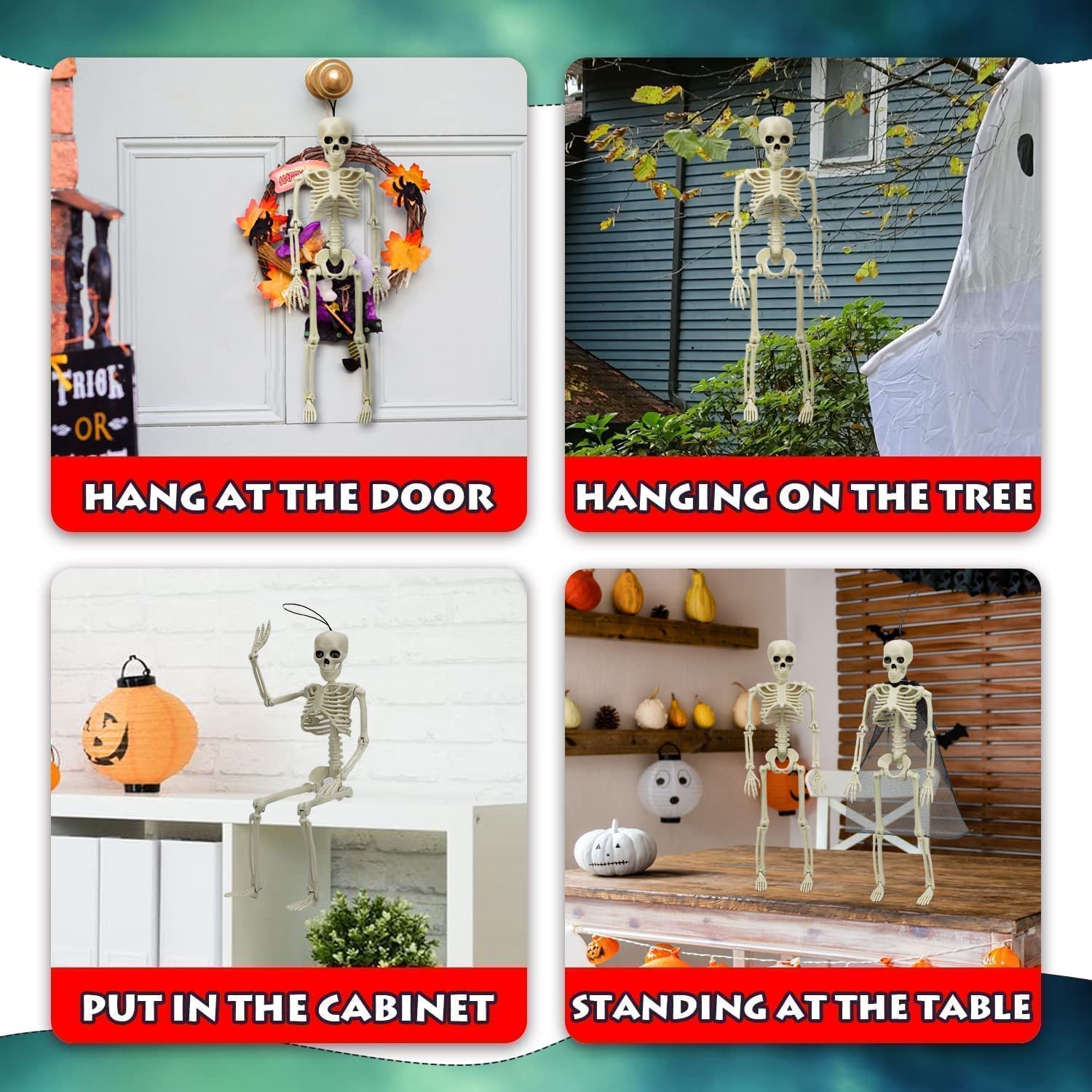 Fidtoy Posable Halloween Skeleton Decorations Set of 2