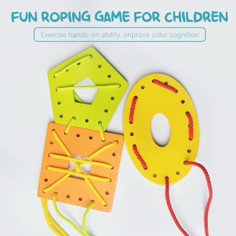Threading Geometric Shapes - Lacing Activity for Fine Motor Development