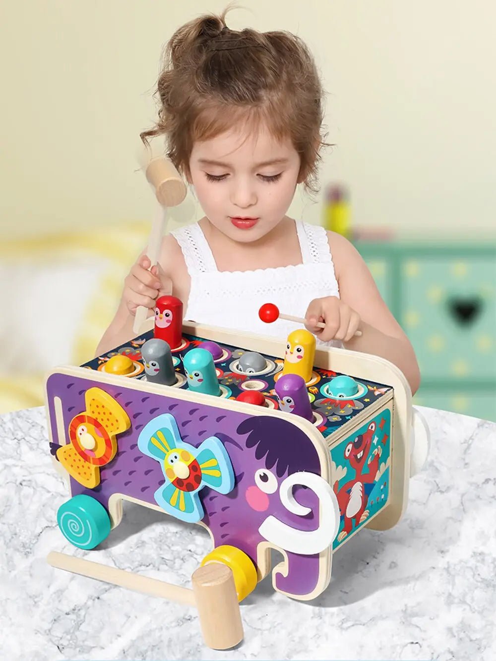 Tiger Beats the Hamster – 10 peg Hammer Tiger hamster whack a mole Montessori Toys for Toddlers Learning Fine Motor Skills for gift