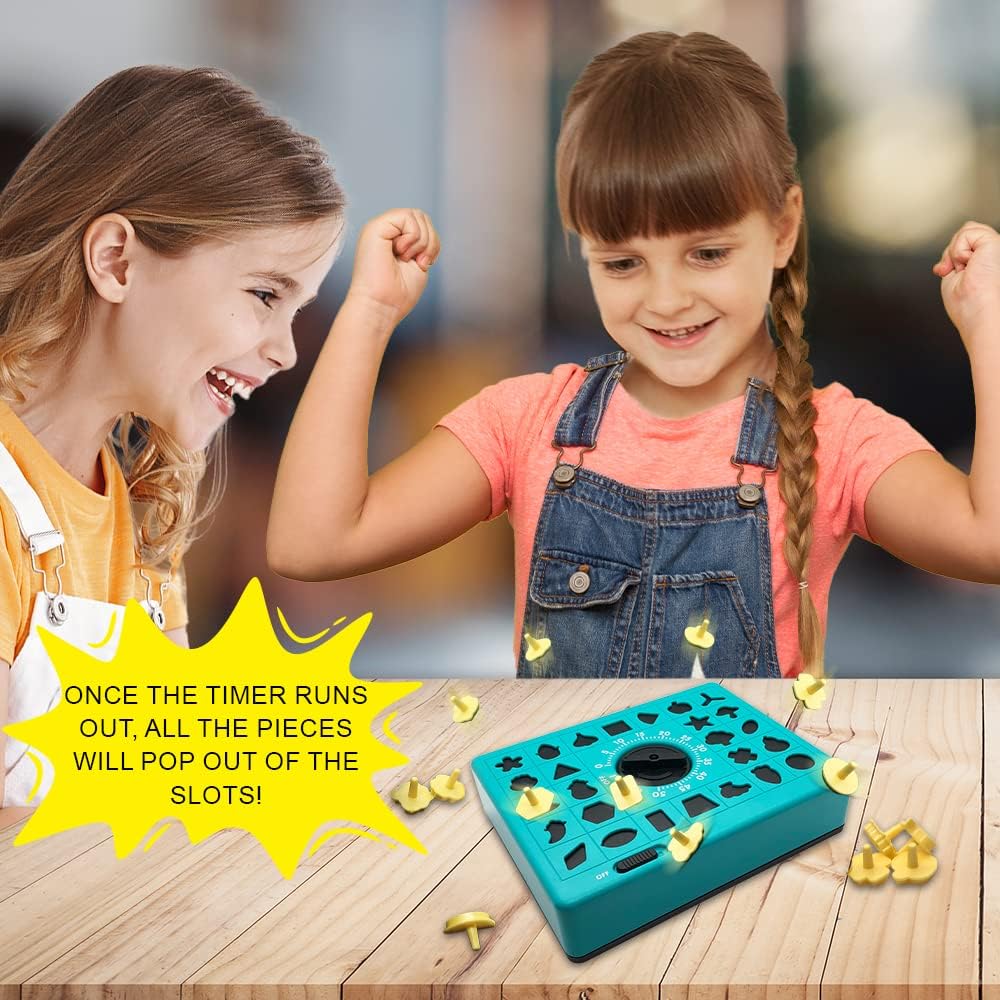 Fidtoy Time Puzzle Mind Challenge Board Game for Kids | Plastic Timed Shape Matching Game, 26 Pieces, Built-In Timer, Travel Puzzle Board, Shape Recognition & Deductive Reasoning Toy Age 3+