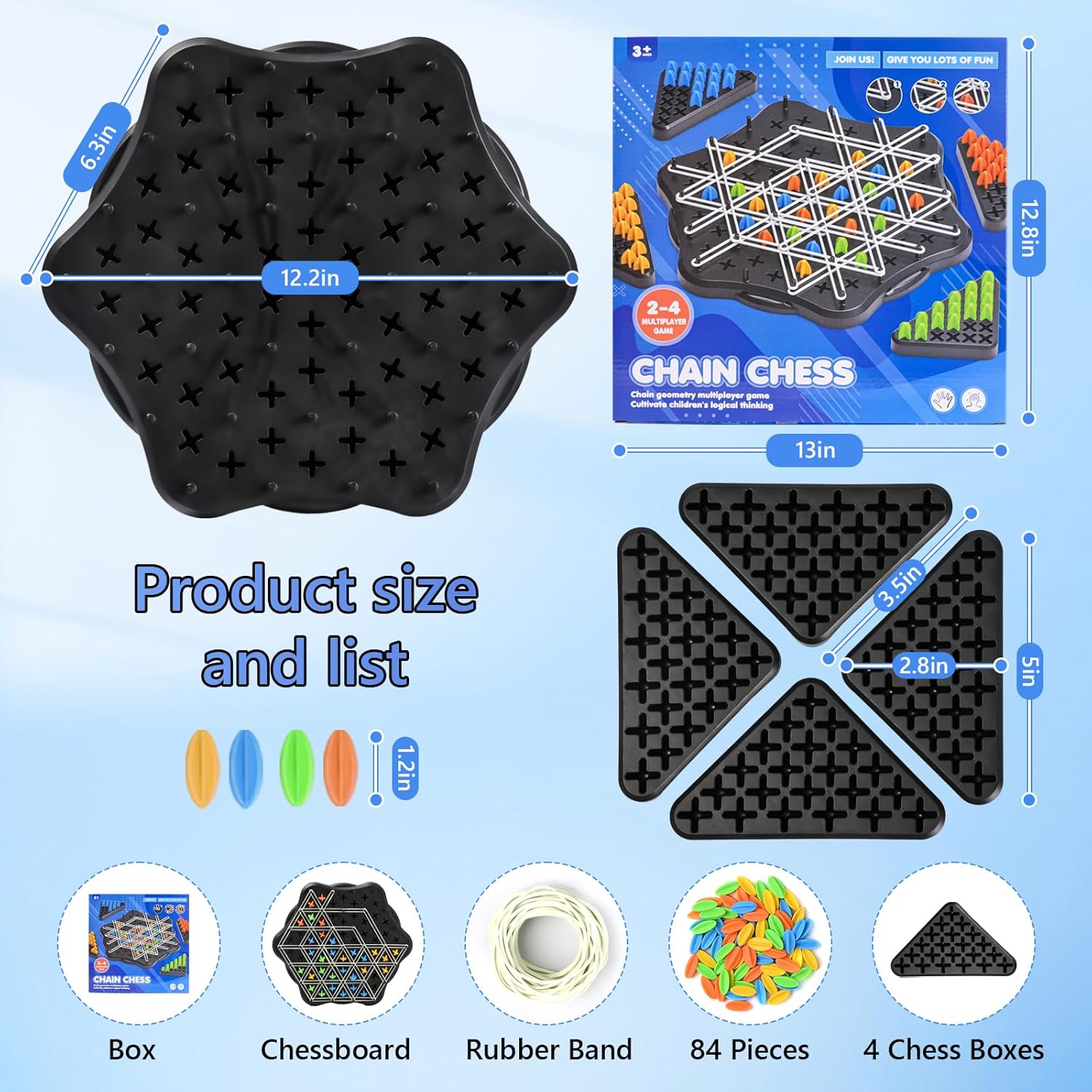 Fidtoy Chain Triangle Chess Family Strategy Game for Kids