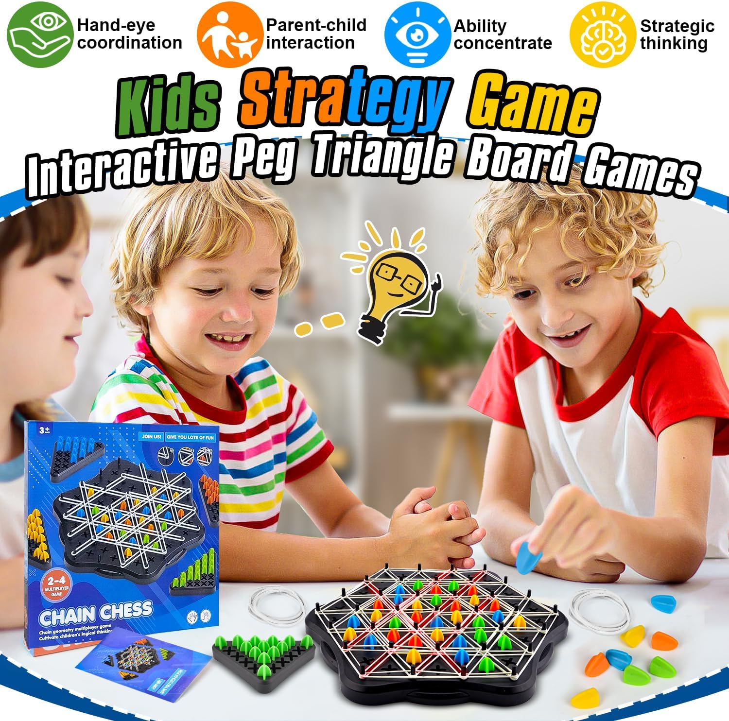 Fidtoy Chain Triangle Chess Family Strategy Game for Kids