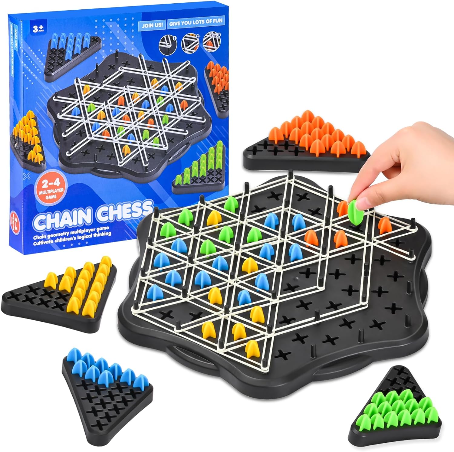 Fidtoy Chain Triangle Chess Family Strategy Game for Kids