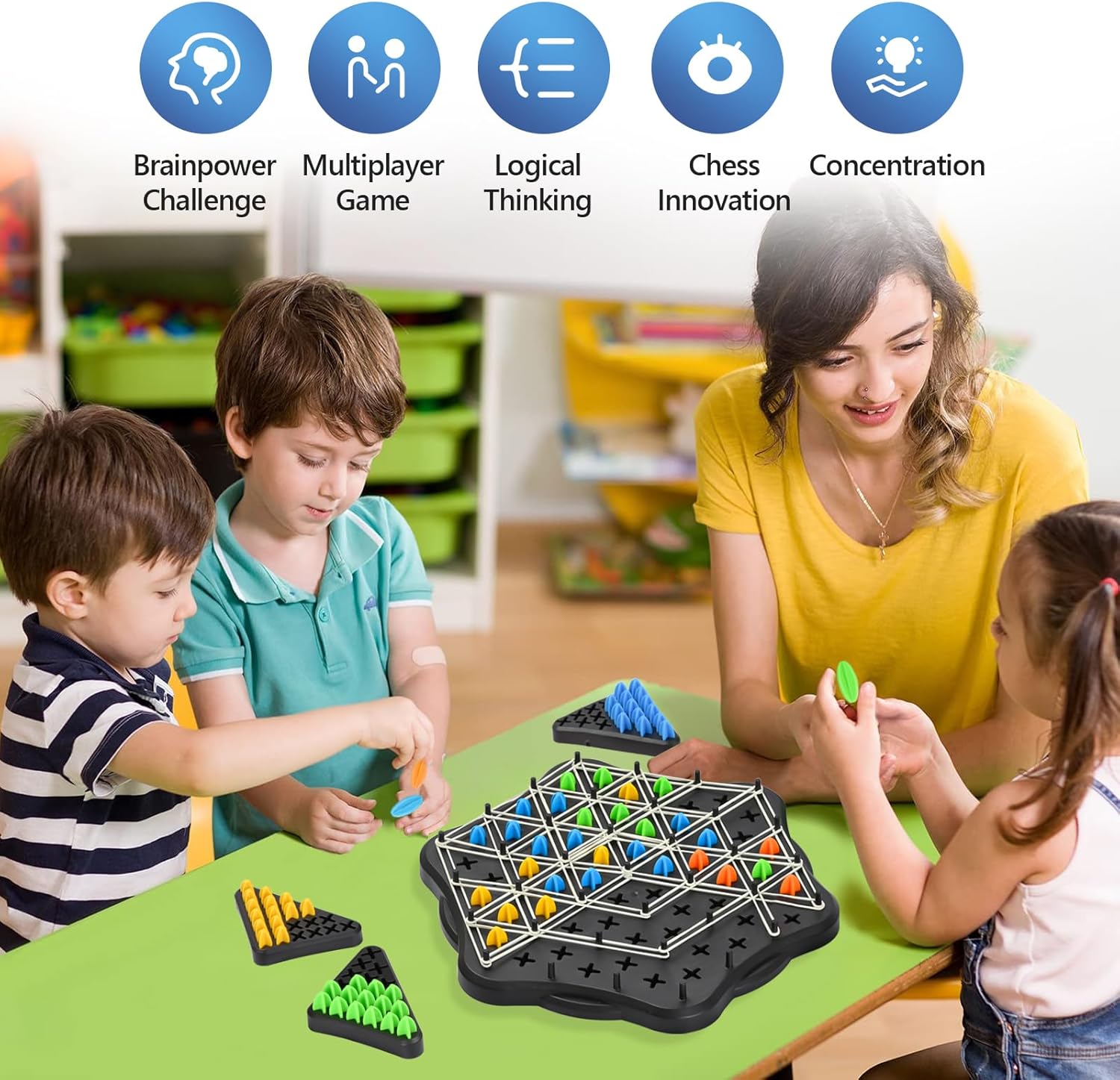 Fidtoy Chain Triangle Chess Family Strategy Game for Kids