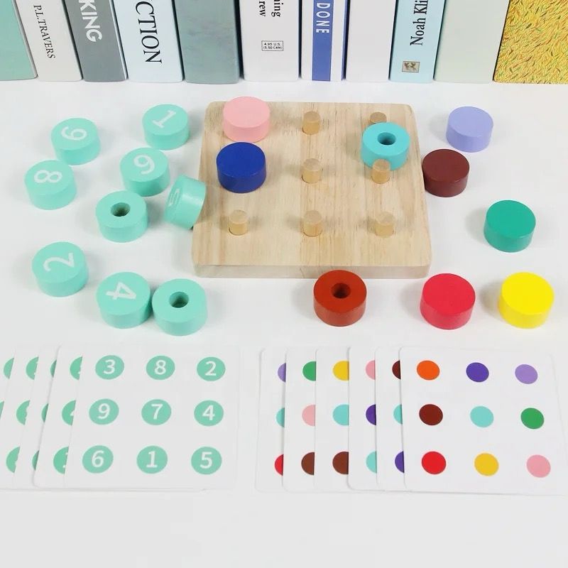 Jeu de Tri des Couleurs et des Chiffres – Jeu d'Association en Bois pour l'Éveil aux Mathématiques