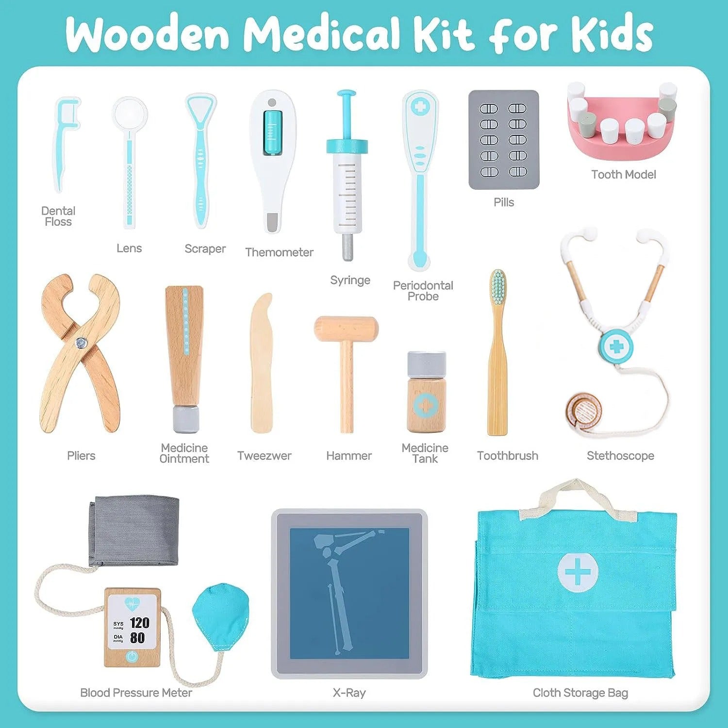Wooden Doctor Toy Set Doctor on Call
