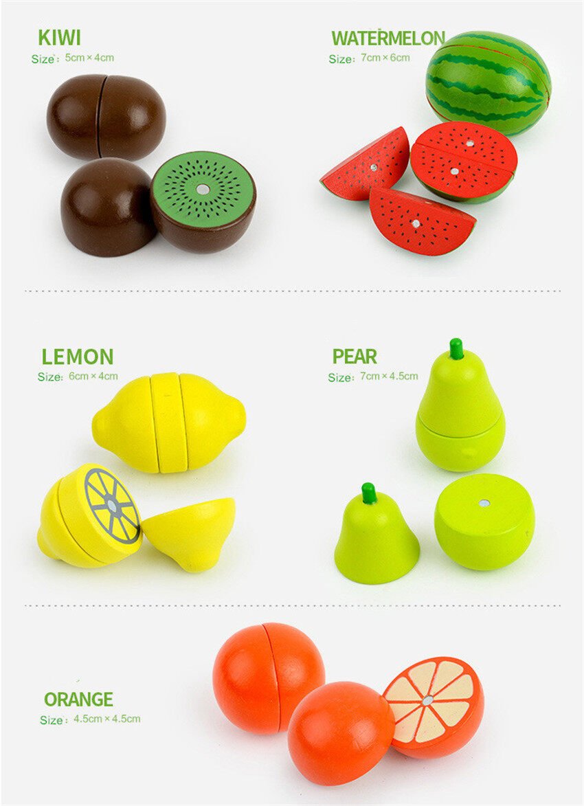 Jouets de cuisine et d'apprentissage en bois de fruits et légumes magnétiques à découper