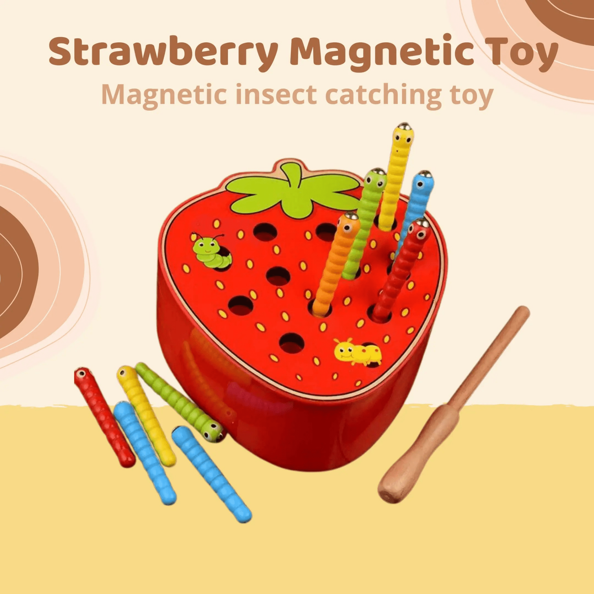 Wooden Magnetic Toy | Bug Catching Game Toy | Kids Montessori Toy