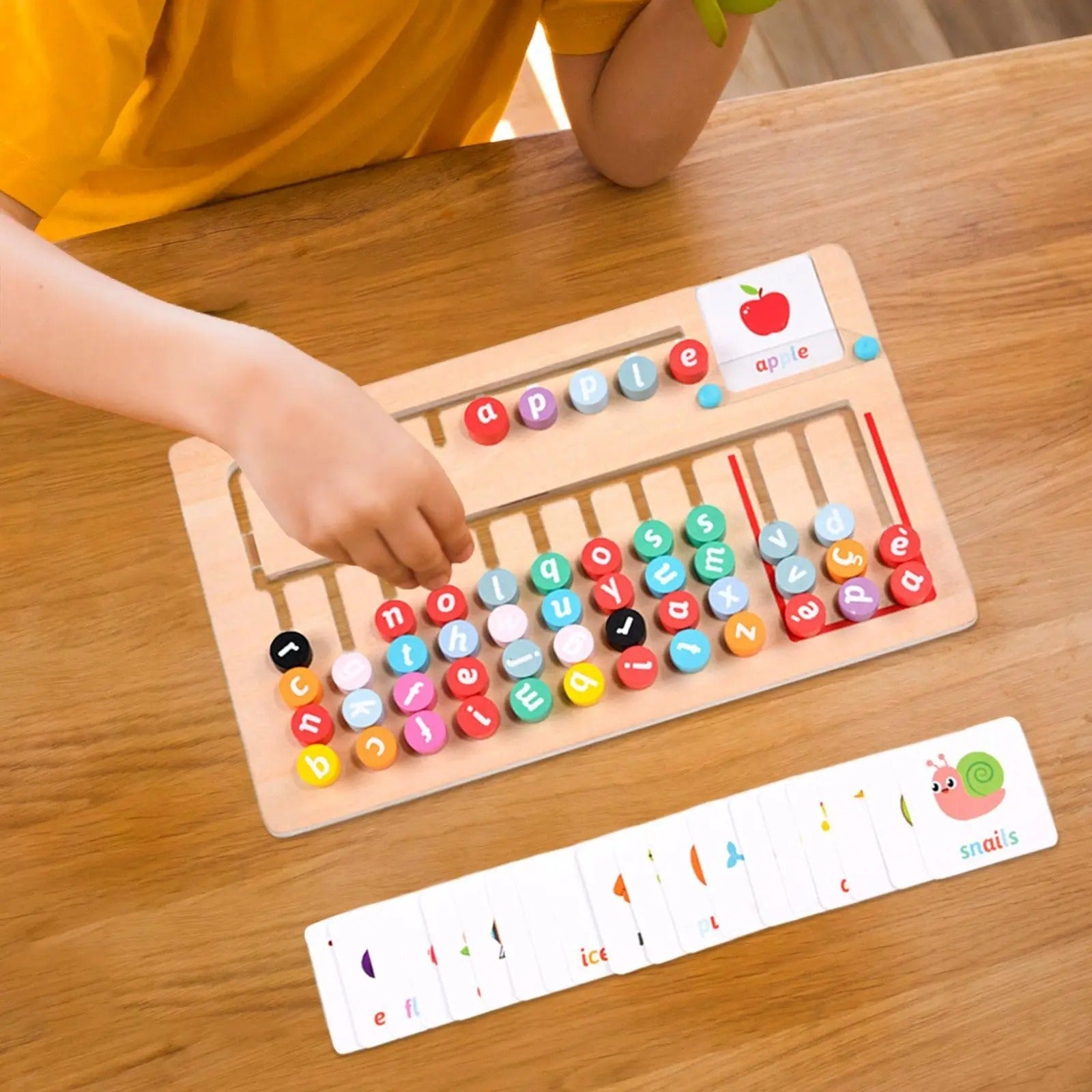 Wooden Montessori Spelling Game Learning Puzzle Travel Toys