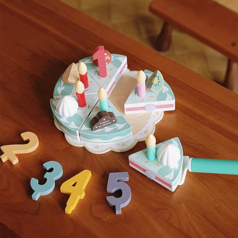 Wooden Princess Birthday Cake Toy Play Food Cake Toy Pretend Play for Kids
