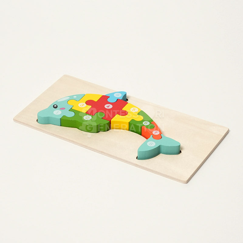 Fidtoy Wooden Animal Puzzle Set for Toddlers – 4 Pack Kids Shape Matching Puzzle Toy
