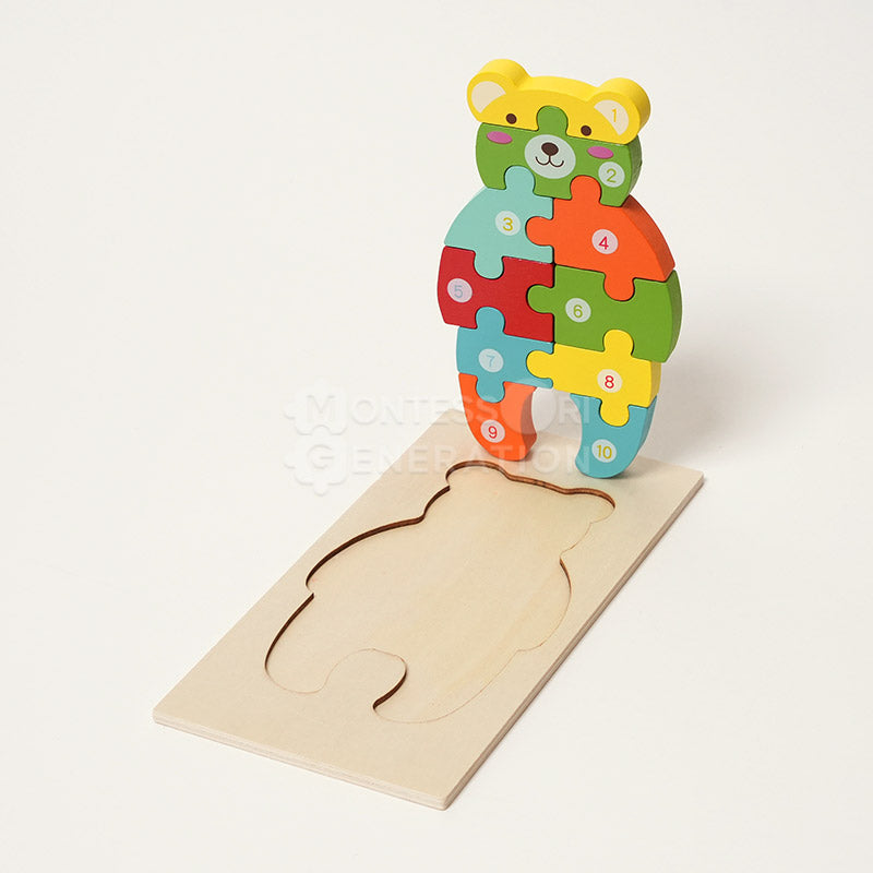 Fidtoy Wooden Animal Puzzle Set for Toddlers – 4 Pack Kids Shape Matching Puzzle Toy