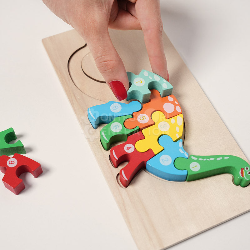 Fidtoy Wooden Animal Puzzle Set for Toddlers – 4 Pack Kids Shape Matching Puzzle Toy