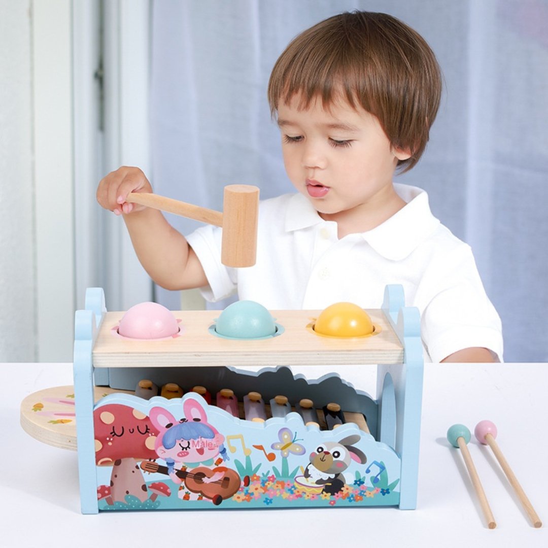 Wooden Rabbit Musical Hammer Ball Toy