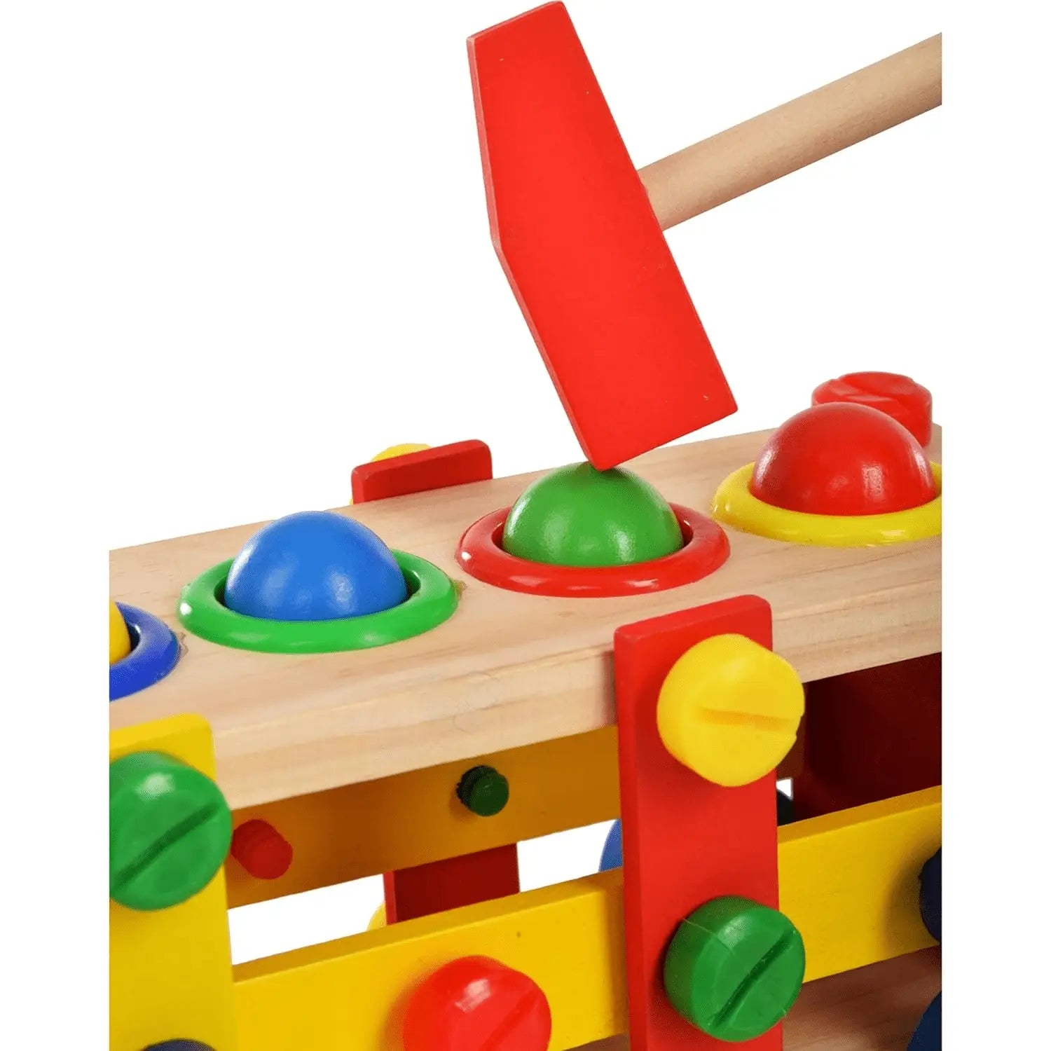 Coche de madera de tornillo, vehículo, martillo, bola, baratijas y más - Coche de tornillo 2 en 1 DIY, vehículo, martillo, bola