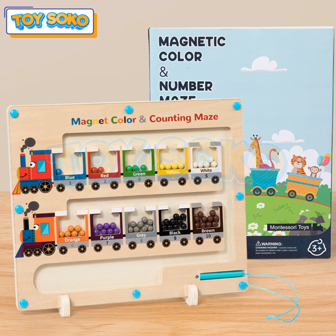 Fidtoy Wooden Toy Train Set Montessori Magnetic Maze Toy for Toddlers