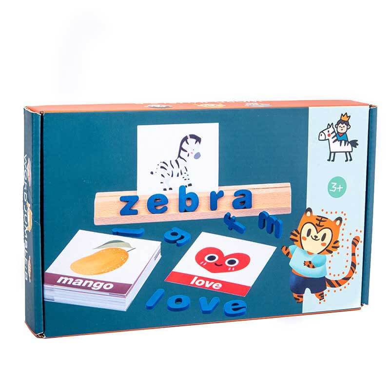 Fidtoy Wooden Spelling Learning Toy Alphabet Blocks Flash Cards