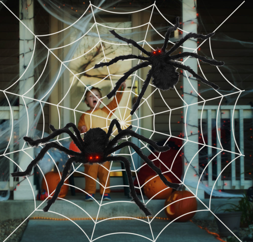 Fidtoy Juego de 2 arañas gigantes decorativas de Halloween