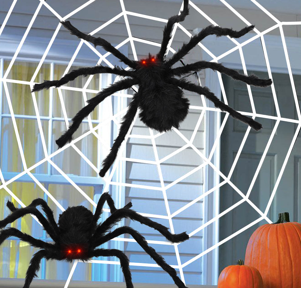 Fidtoy Juego de 2 arañas gigantes decorativas de Halloween