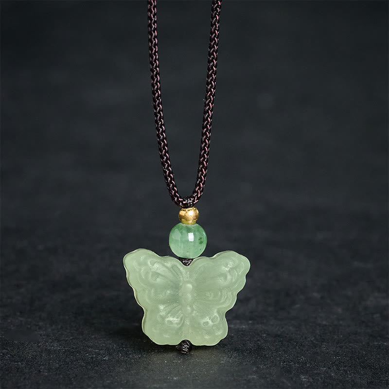 Foviel carved jade butterfly pendant