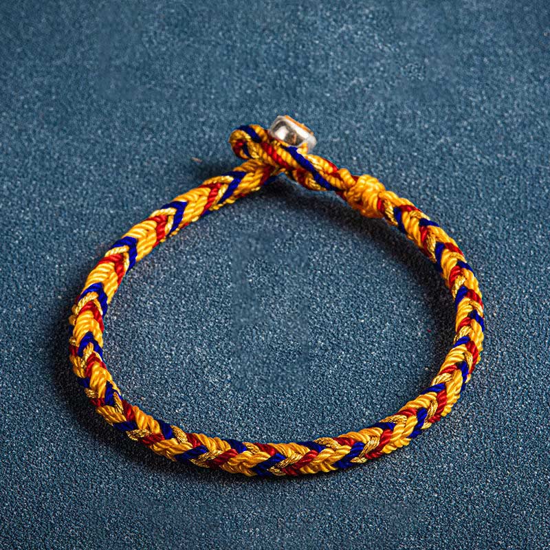 Buddha Stones "May you be safe and sound all year round" Lucky Multicolored Bracelet Bracelet BS Orange Dark Blue Red 19cm