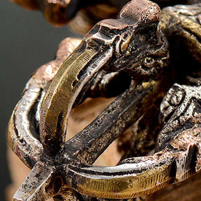 Buddha Stones Tibetan Handmade 5 Prong Double Dorje Copper Iron Thunderbolt Strength Vajra Double Dorje BS 6