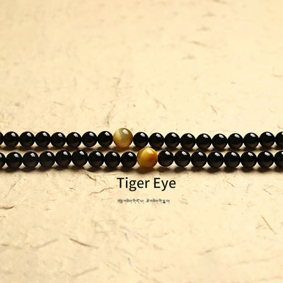 Buddha Stones Tibetan 108 Mala Beads Black Onyx Three-eyed Dzi Beads Protection Bracelet Mala Bracelet BS 6