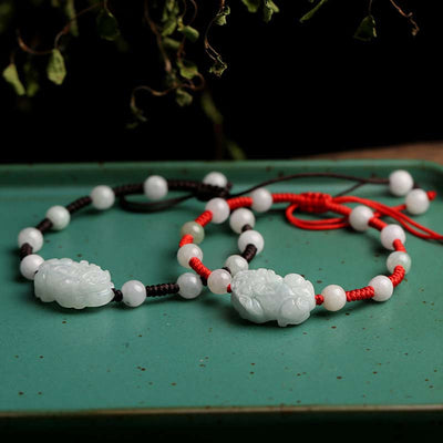 Bracelet porte-bonheur Pixiu en jade naturel Foviel