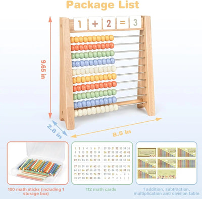 Juego de Juguetes de Matemáticas de Madera Fidtoy para Niños Kit de Aprendizaje de Conteo, Suma y Multiplicación