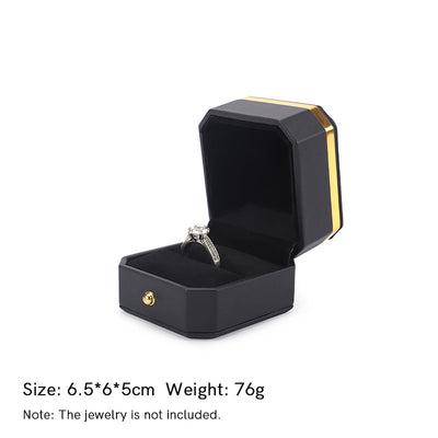 Buddha Stones Jewelry Storage Box PU Leather Gift Box - Black - Ring Box (6.5*6*5cm) - image 13