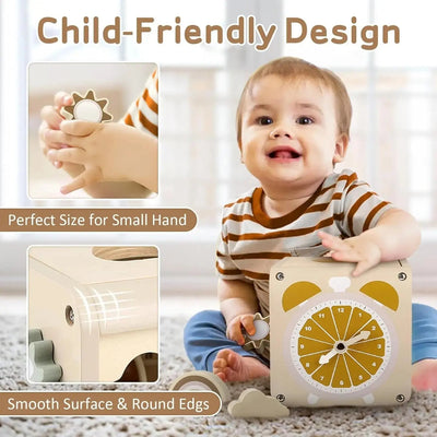 Fidtoy Wooden Activity Cube for Toddlers Musical Drum Set Toy Montessori Learning Cube 12 Months+