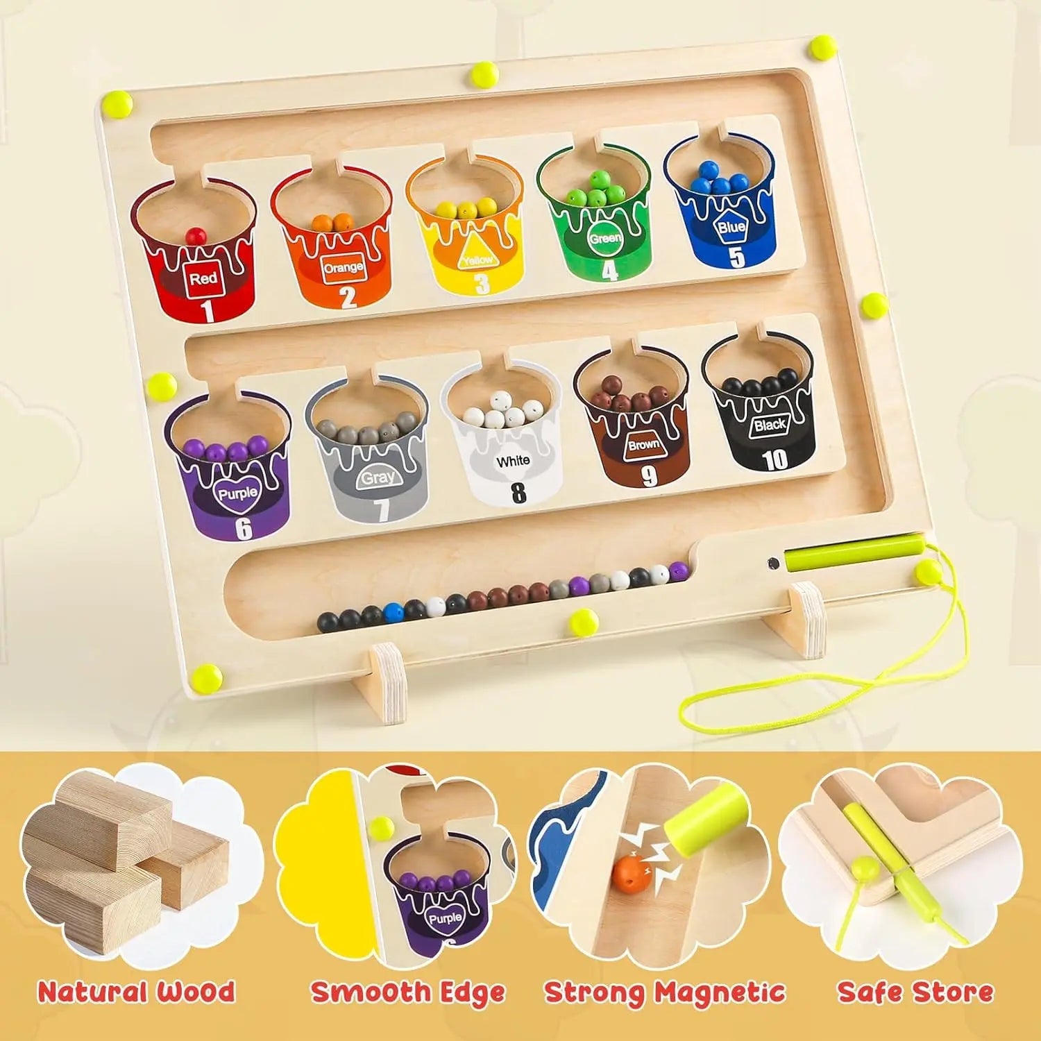 Wooden Magnetic Toy for Toddlers - Montessori Learning Toy