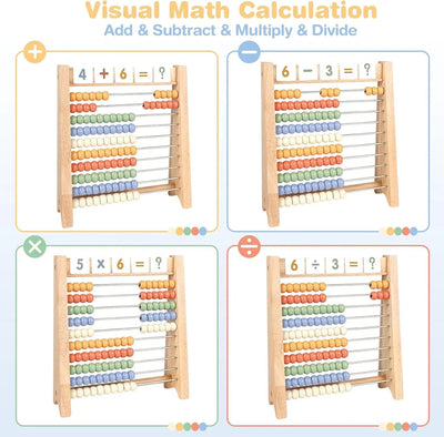 Juego de Juguetes de Matemáticas de Madera Fidtoy para Niños Kit de Aprendizaje de Conteo, Suma y Multiplicación