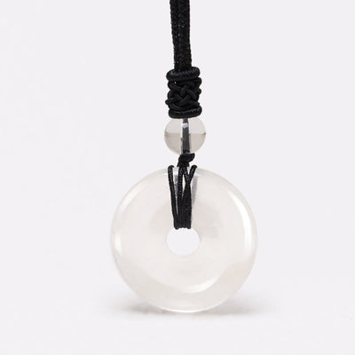 Buddha Stones Lucky Coin Pendant Healing Crystal Gemstone Necklace Necklaces & Pendants BS White Crystal